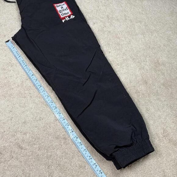 FILA x Have A Good Time Black Track Pants Men’s M Loose Fit Logo Joggers Street - Picture 6 of 8